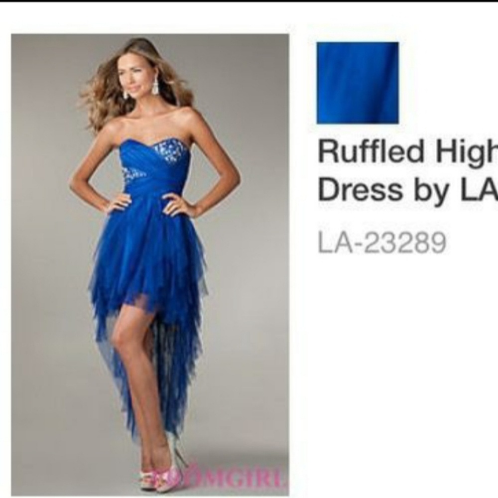 Ruffled Hi Low Strapless Dress